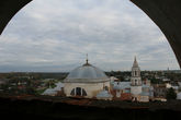 Вид с колокольни на монастырские храмы.