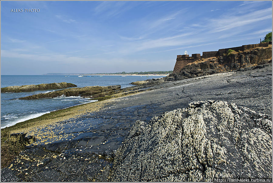 Здесь — довольно живописно. Мы с удовольствием полазили по камням, прилегающим к форту со стороны моря...
* Кандолим, Индия