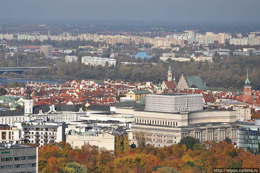 Вид на Старый Город со смотровой площадки Дворца культуры и науки Варшава, Польша