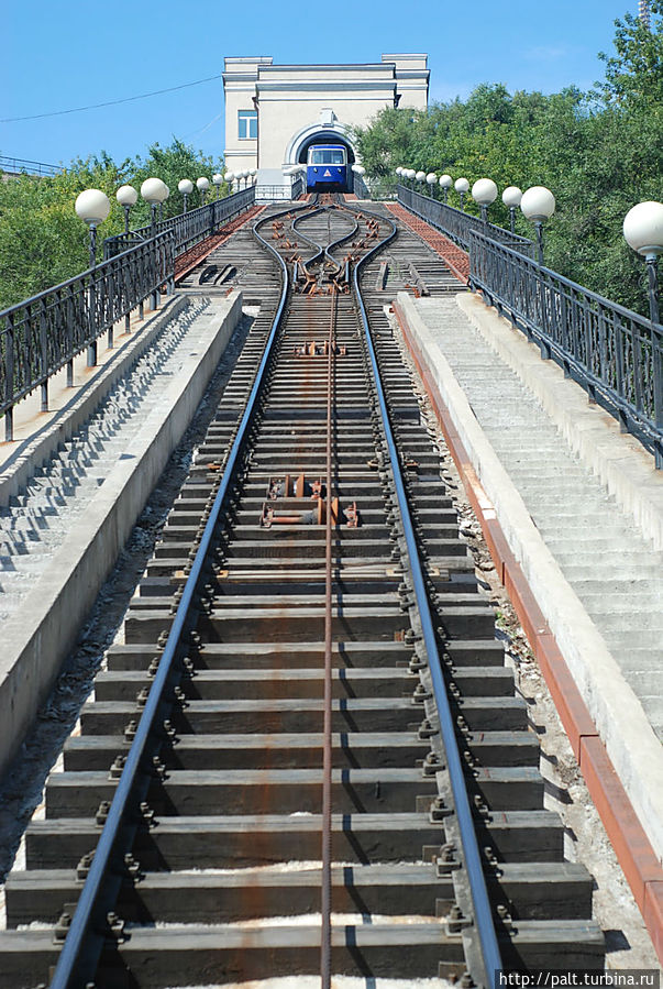 В 2012 году наш фуникулер отпраздновал свой 50-летний юбилей. Всего 180 метров пути на высоту 70 метров (минуты две по времени) всего за 8 рублей. В 2012 году наш фуникулер отпраздновал свой 50-летний юбилей. Всего 180 метров пути на высоту 70 метров (минуты две по времени) всего за 8 рублей.