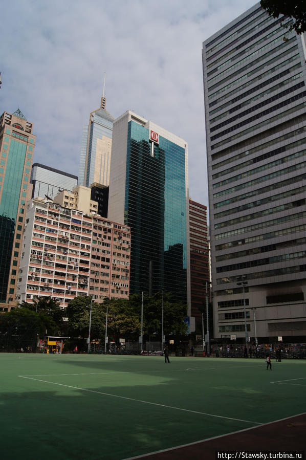 Напротив — городская площадка для баскетбола и футбола. С трибунами. ОБЩЕСТВЕННАЯ. Гонконг