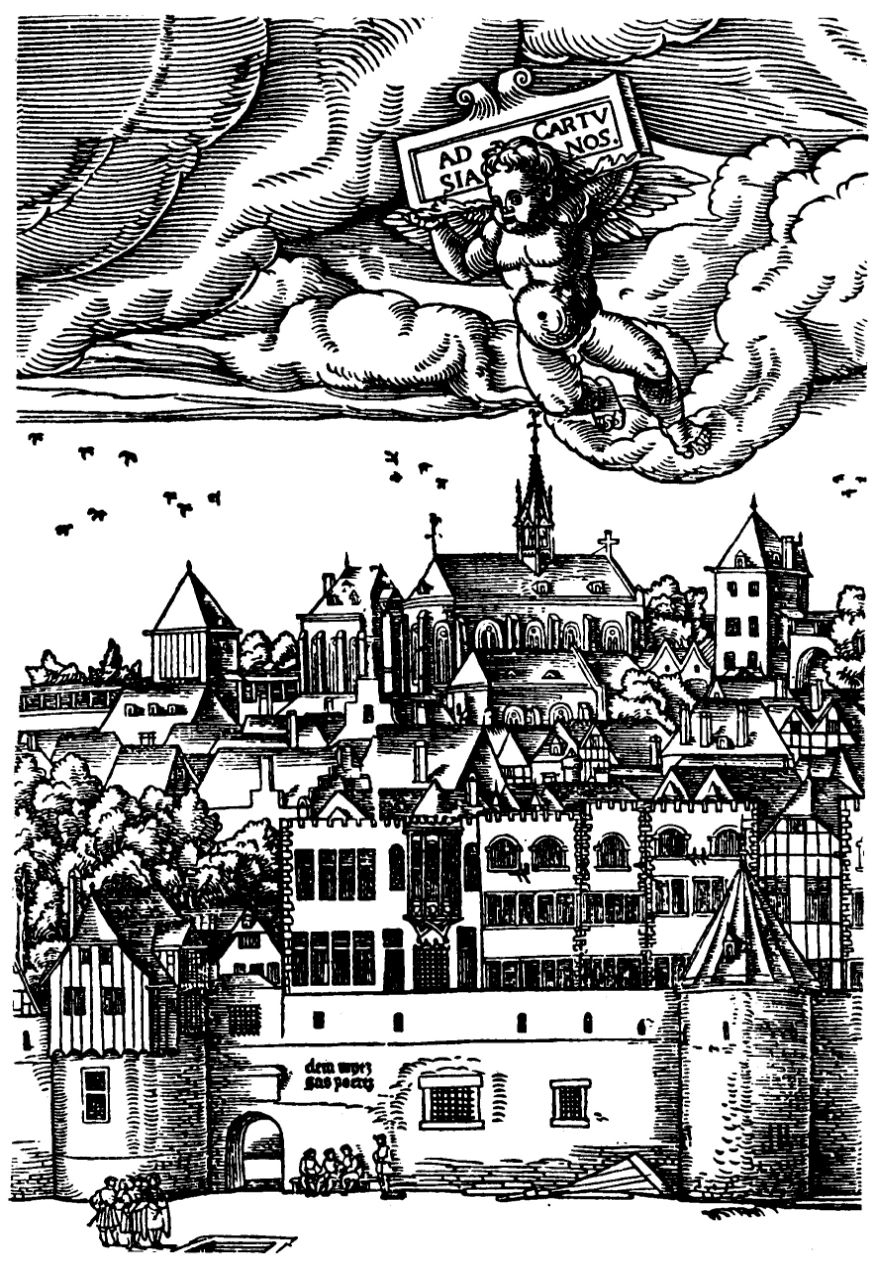Монастрыь на фоне панорамы Кельна в 1531 году. Кёльн, Германия