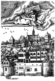 Монастрыь на фоне панорамы Кельна в 1531 году.