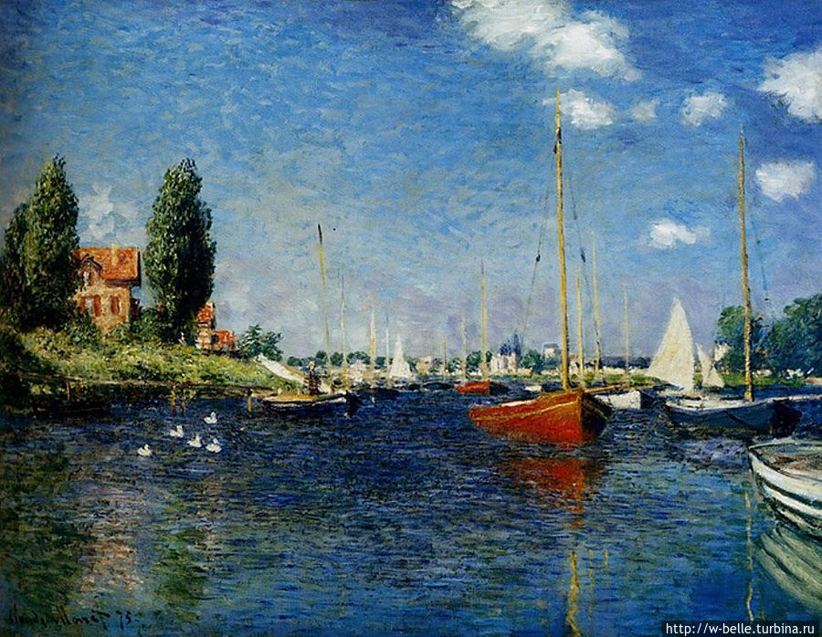 Примерно такие картинки можно было наблюдать в этих местах в эпоху бель эпок. 
 Claude Monet, The Red Boats Painting, 1872г. Динар, Франция