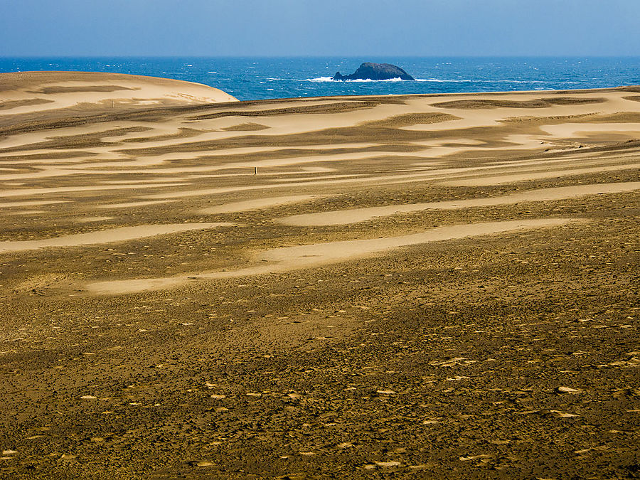 Дюны примыкают вплотную к океану. Тоттори, Япония
