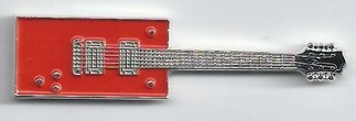 Red rectangular guitar — Bo Diddley