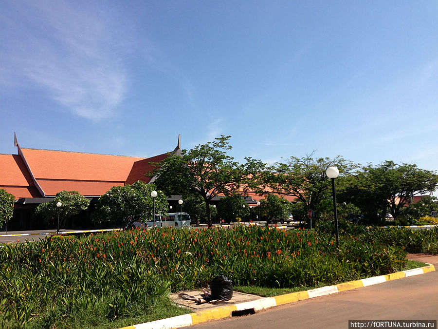 Аэропорт с прудом и лилиями Сиемреап, Камбоджа
