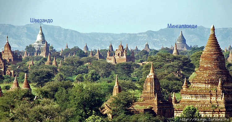 Вид с пагоды Dhamma Ya Zi Ka. Фото из интернета Баган, Мьянма