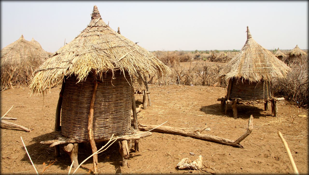 Южная Эфиопия — деревня племени Ньянгатом Регион народов и народностей юга, Эфиопия