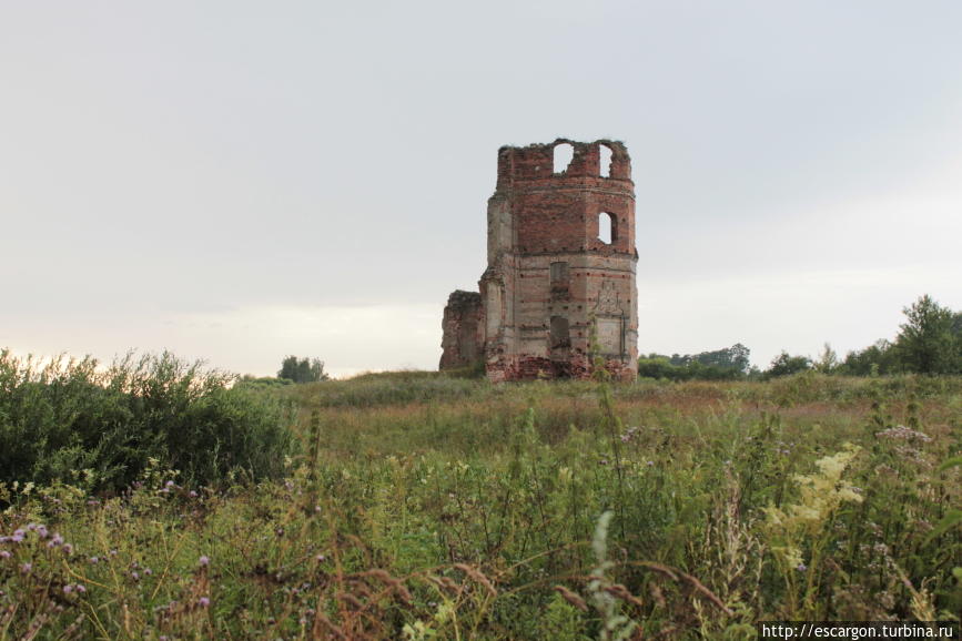 Развалины старого замка под проливным дождем Смоляны, Беларусь
