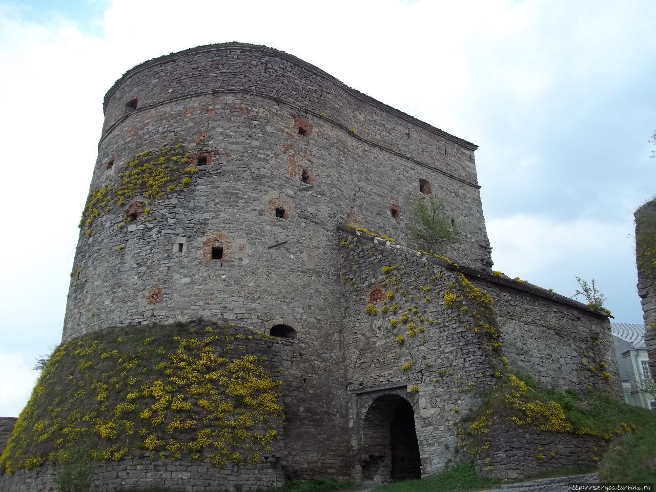 поросшая лишайником башня Стефана Батория (Скорняжная) Каменец-Подольский, Украина