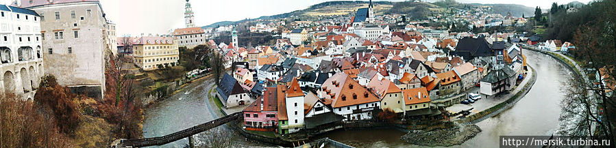 Замок Чешский Крумлов и виды на город с Плащевого моста Чешский Крумлов, Чехия