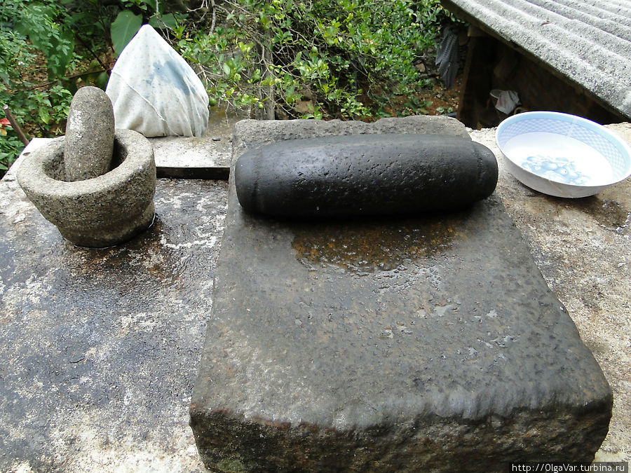 Эта каменная штуковина по-английски называется  Patties, что означает пирожки. Значит, на ней можно раскатывать тесто. А еще растирать специи, как это показал нам папа Бенджамина. Канди, Шри-Ланка