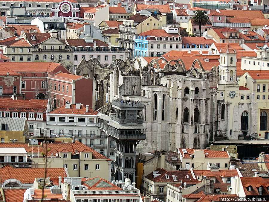 Элевадор-де-Санта Жушта, насколько ниже нас сейчас... Лиссабон, Португалия