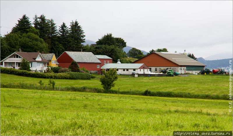 10. Неподалёку от маяка есть разнообразные строения — ферма, жилые дома. Место называется Hogstein. Олесунн, Норвегия