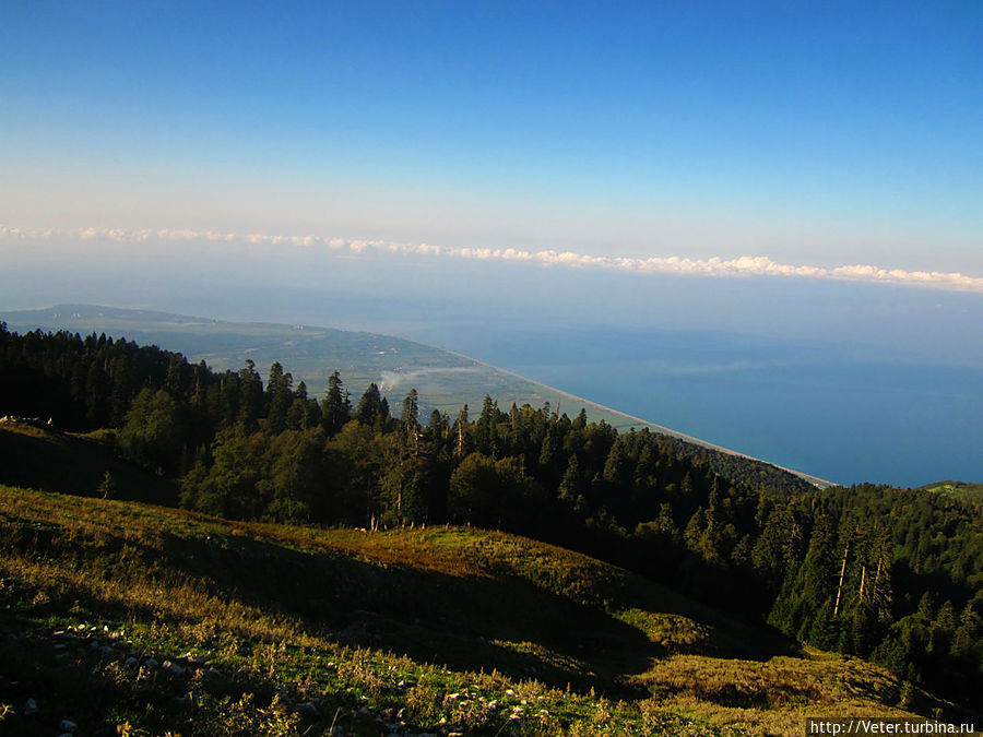 Вот оно: море, с высоты птичьего полета. Рица Реликтовый Национальный Парк, Абхазия