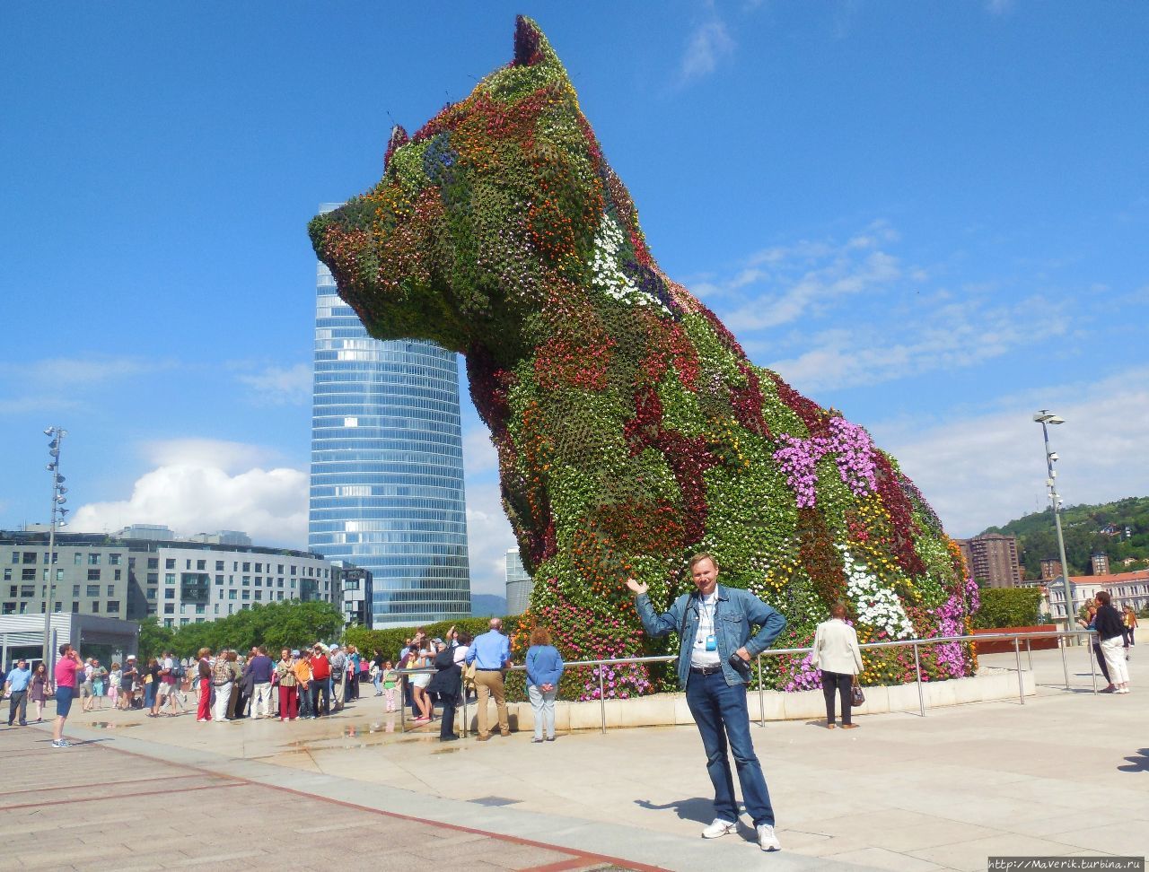 Цветочная собака по кличке Пуппи. Бильбао, Испания