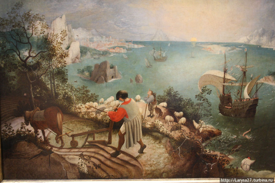 Питер Брейгель Старший. Пейзаж с падением Икара, 1558. Королевский музей изящных искусств Брюссель, Бельгия