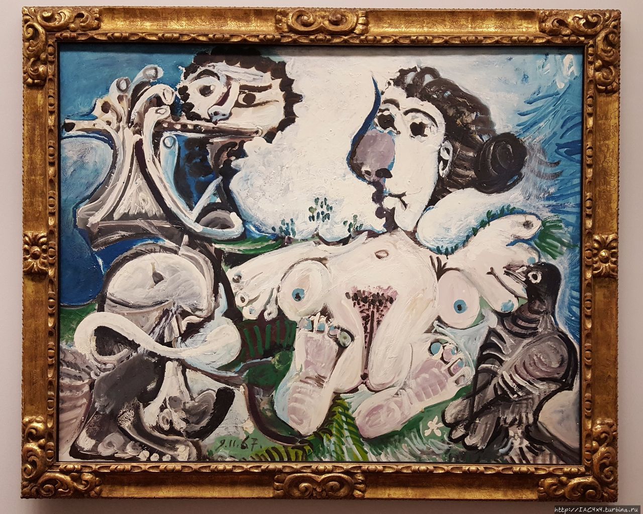 Пабло Пикассо, Обнаженная с птицей и флейтист (1967) Вена, Австрия