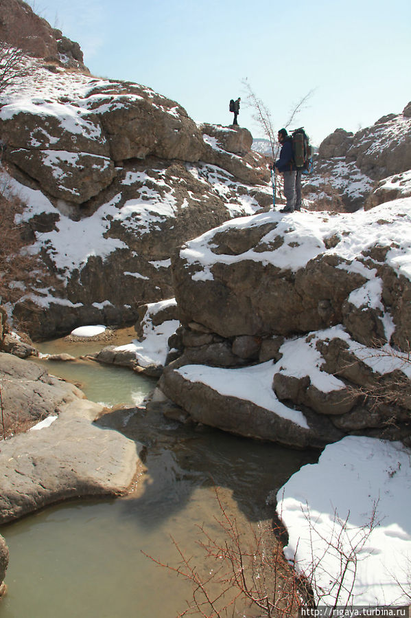 Каньон Кучук-Карасу и водопады Панагии зимой Республика Крым, Россия