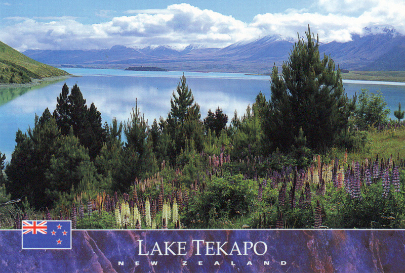 Озеро Текапо. Открытка Аораки Маунт Кук Национальный Парк, Новая Зеландия