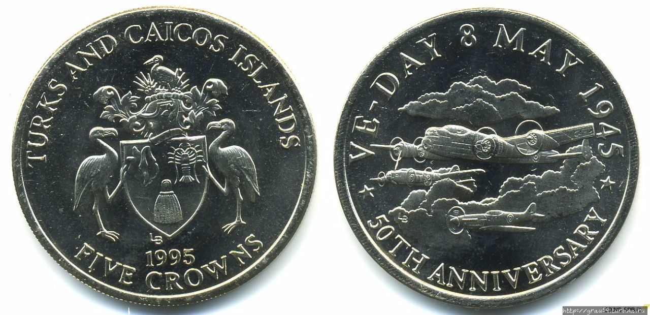 Россия на монетах других стран. 8 мая 1945 года Тёркс и Кайкос