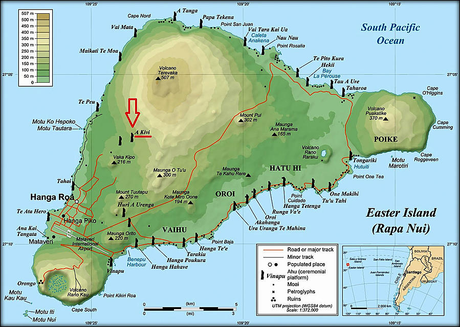 Достопримечательности острова Пасхи (AHU AKIVI) Остров Пасхи, Чили