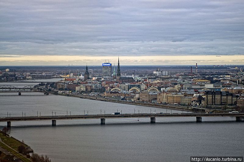 Вид на Ригу с телебашни Рига, Латвия
