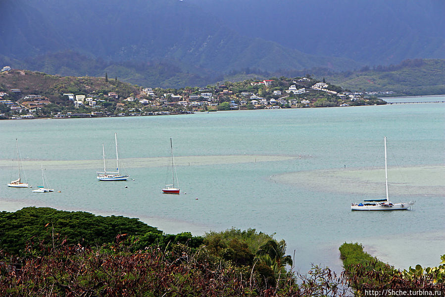 Панорама залива и города Канеохе  на востоке острова Оаху