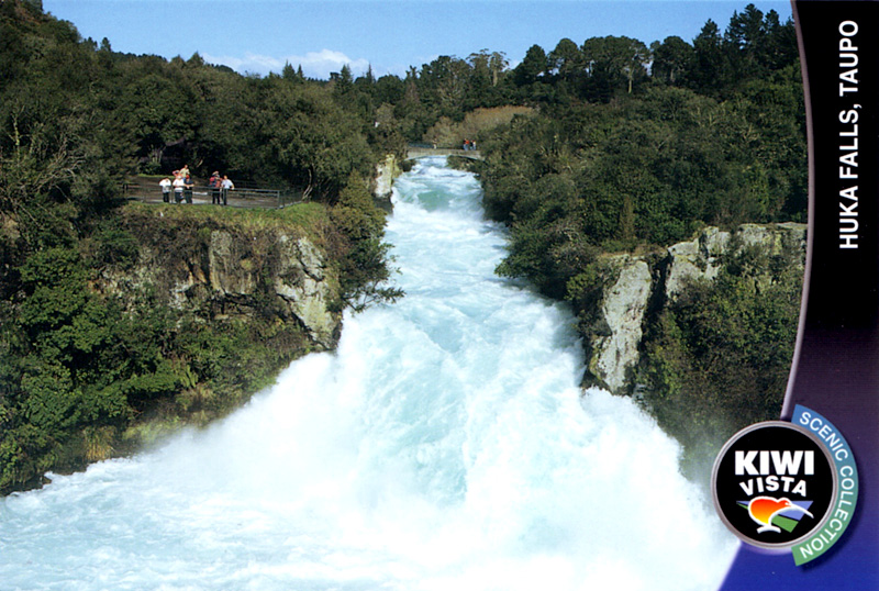 Водопад Хука-Фоллс. Открытка Таупо, Новая Зеландия