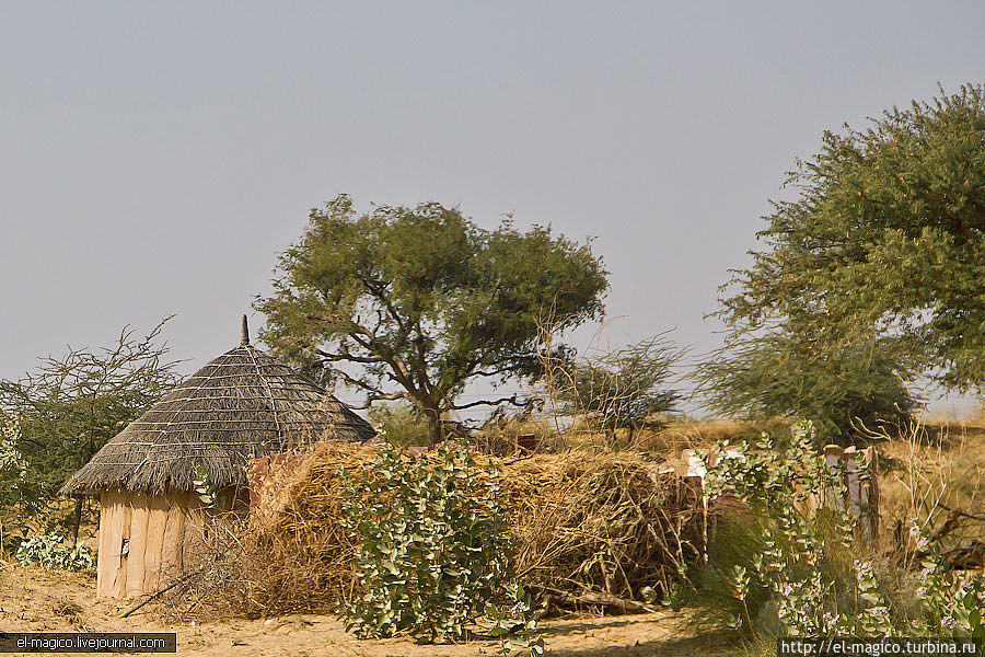 Форт Мехрангарх и хижины жителей пустыни Джодхпур, Индия