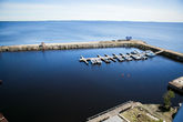 Вид на яхт-клуб и на Онежское озеро с портового крана, тут видны острова Ивановские, распологающиеся на выходе из Петрозаводской губы Онежского озера