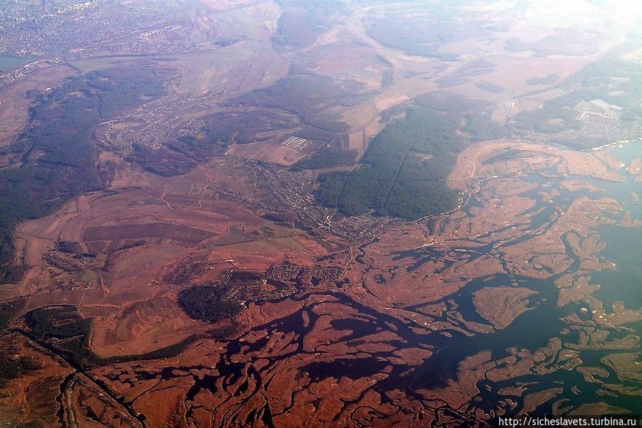 Чуден Днепр с высоты перелета Киев-Днепропетровск Днепр, Украина