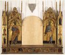 Маттео ди Джованни (1430-1495гг), еще один уроженец Сансеполькро, он создает большие алтарные картины и полиптихи для церквей. Это его алтарная композиция.