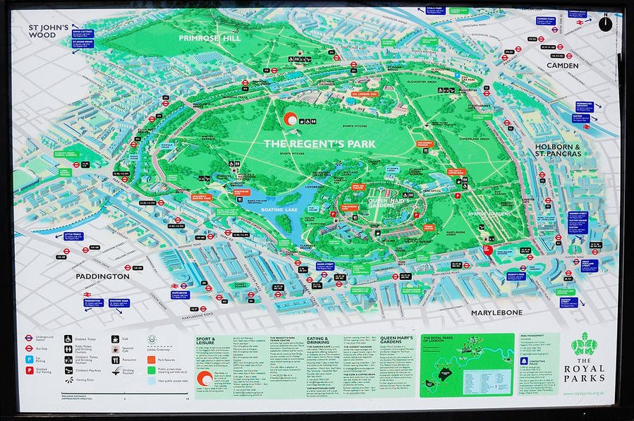 Карта Риджентс-парка Лондон, Великобритания