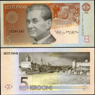5 эстонских крон 1991-201