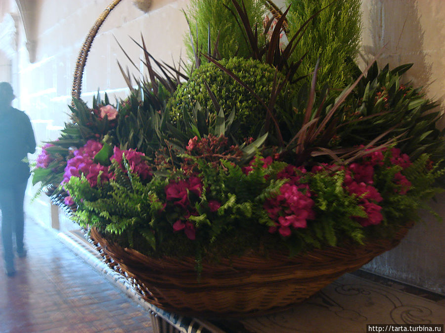 Даже вестибюль украшен цветами.