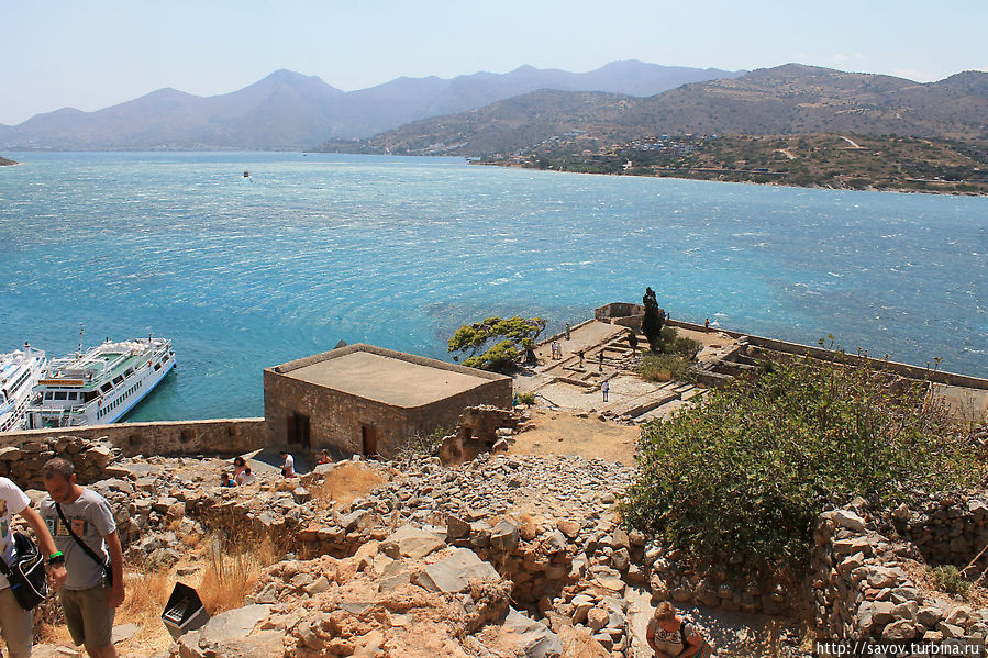 Вид на море с верхней точки крепости о. Спиналонга Остров Крит, Греция