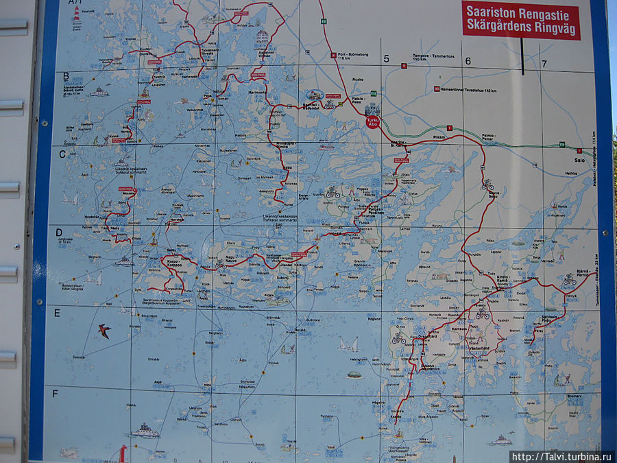 Карта островного кольцевого пути. Архипелаг Турку Национальный Парк, Финляндия