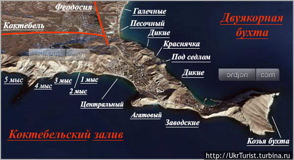 Карта пляжей Орджоникидзе, Россия