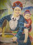 Картины художников в Ват Тхат Луанг