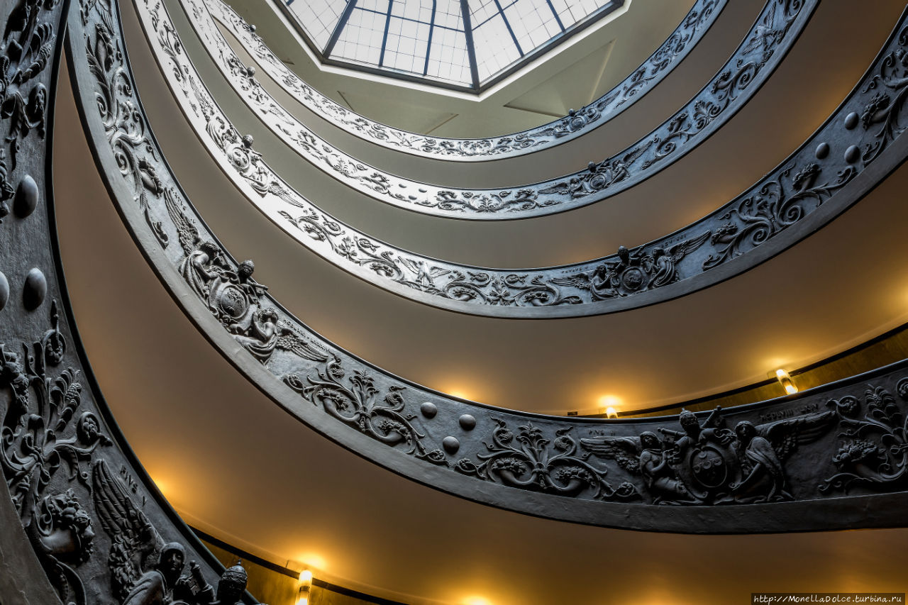 Музеи Ватикана — спиральная  мраморная  лестница Ватикан (столица), Ватикан