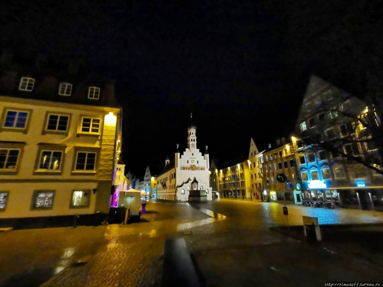 Баварский городок Кемптен ночью. Кемптен, Германия