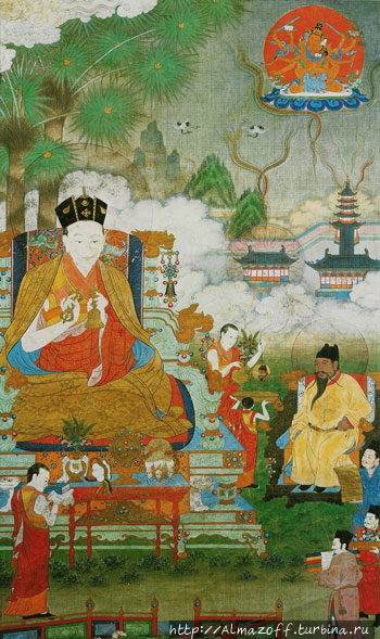 тханка Пятый Кармапа и император Юнгле Священная Гора Утайшань, Китай