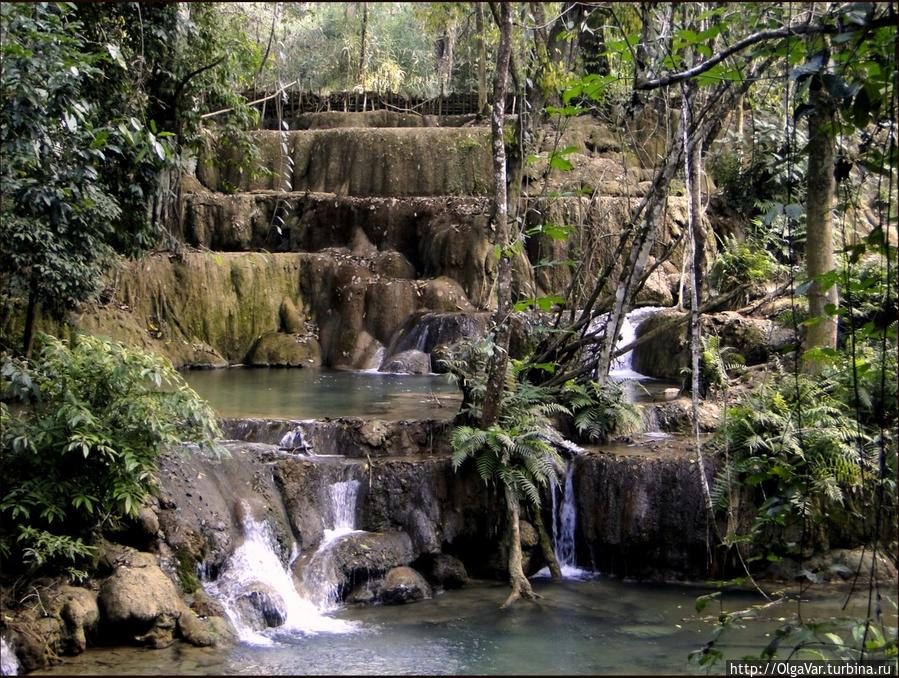 Лаос — каскады водопада Тад Си — остались только ступени Канчанабури, Таиланд