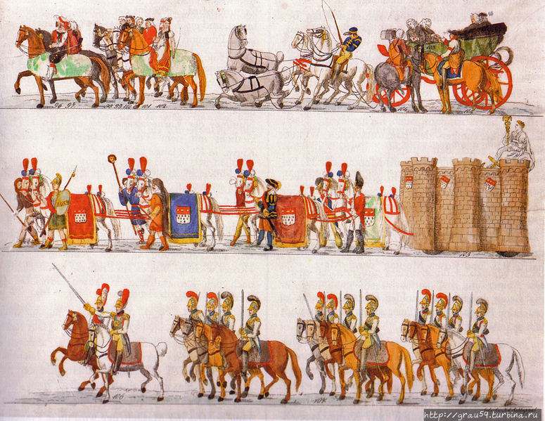 Цветная литография из серии Парад в масках 1825 года(Из Интернета) Кёльн, Германия