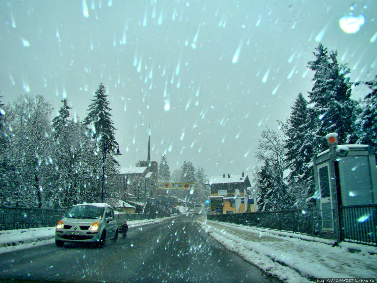 Снегопад в Вилларе Вилларc-сур-Оллон, Швейцария