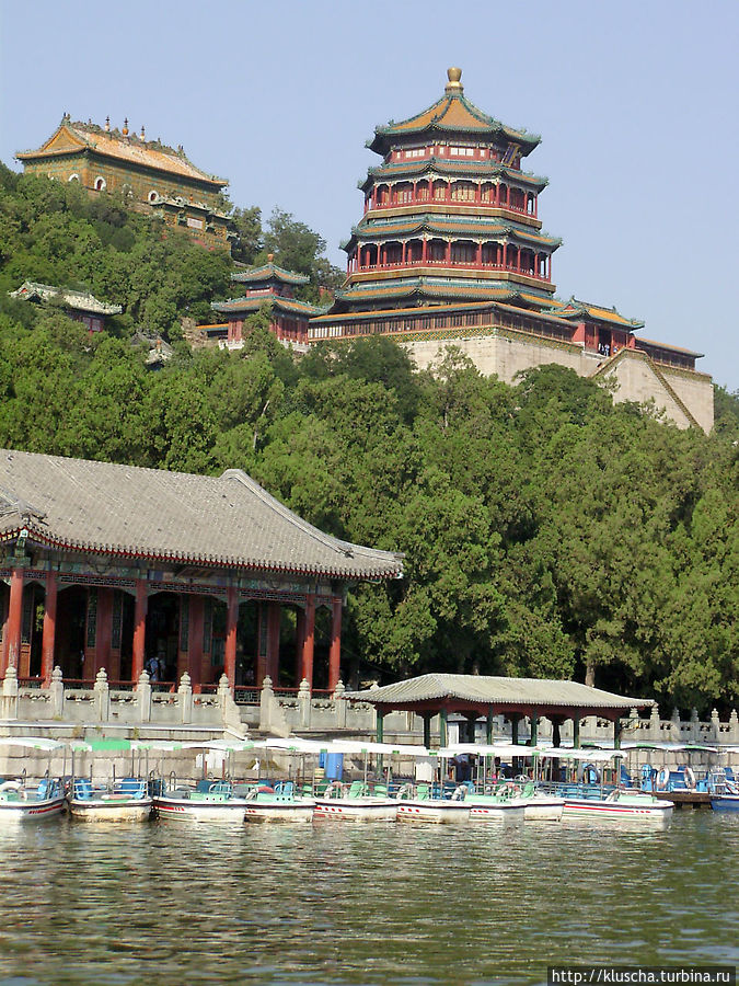 Вид на храм с озера Пекин, Китай