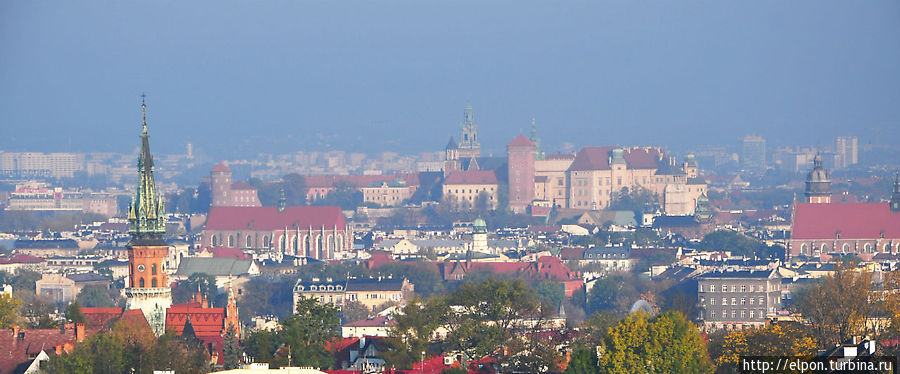 Вид на Старый Город с кургана Кракуса Краков, Польша