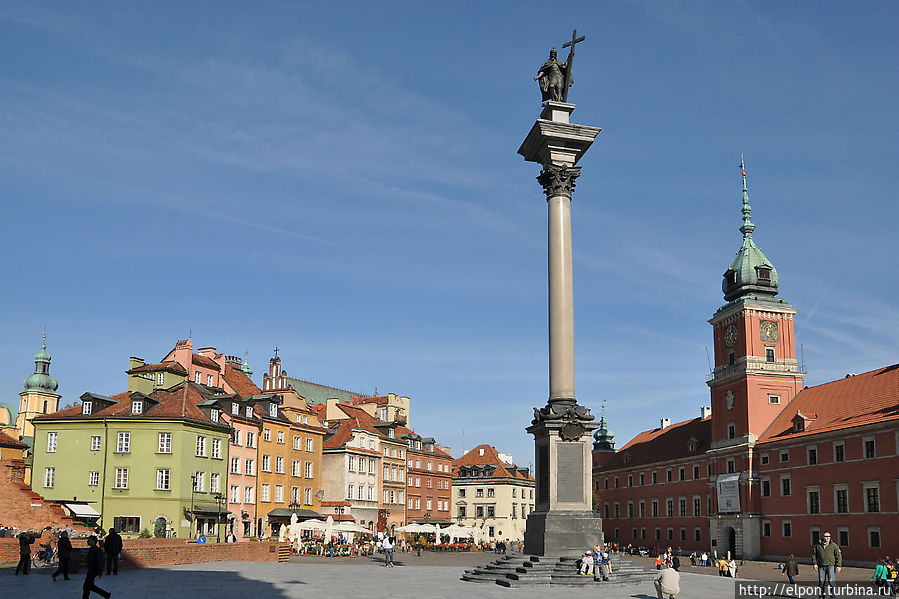 Замковая площадь и Королевский замок. В центре площади — колонна короля Сигизмунда III. Варшава, Польша